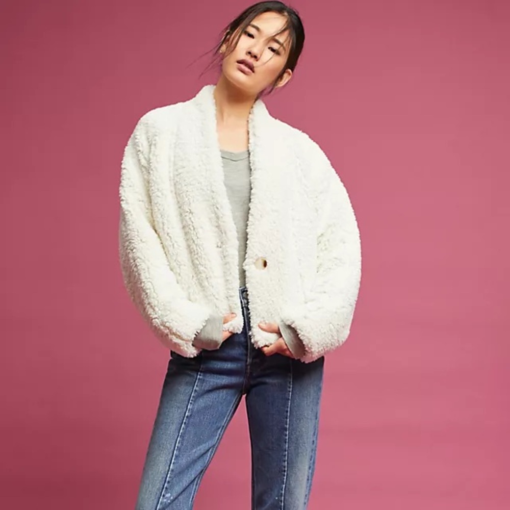 Anthropologie Hei Hei Stella Sherpa Jacket XS, ivory